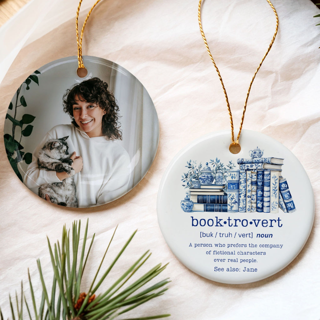 Booktrovert Christmas Ornament, Book Lover Reading Gift