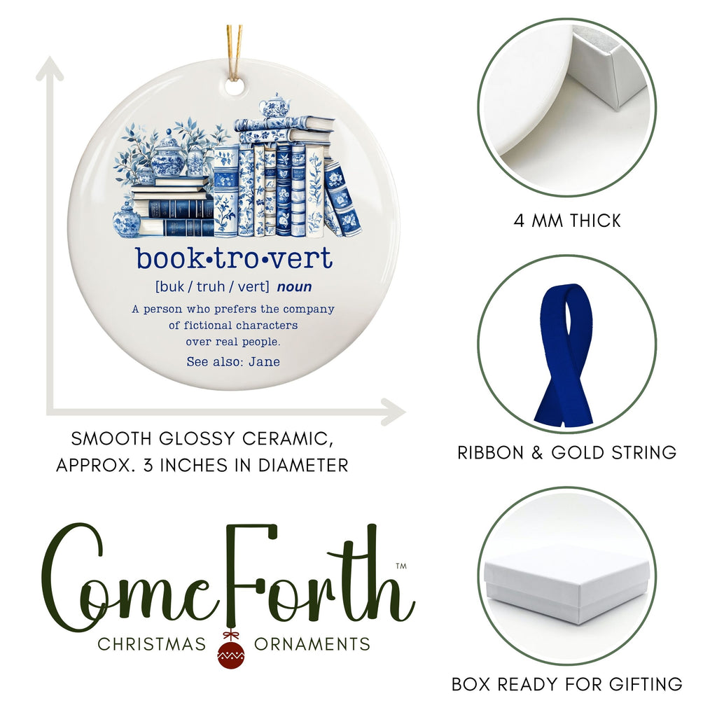 Booktrovert Christmas Ornament, Book Lover Reading Gift