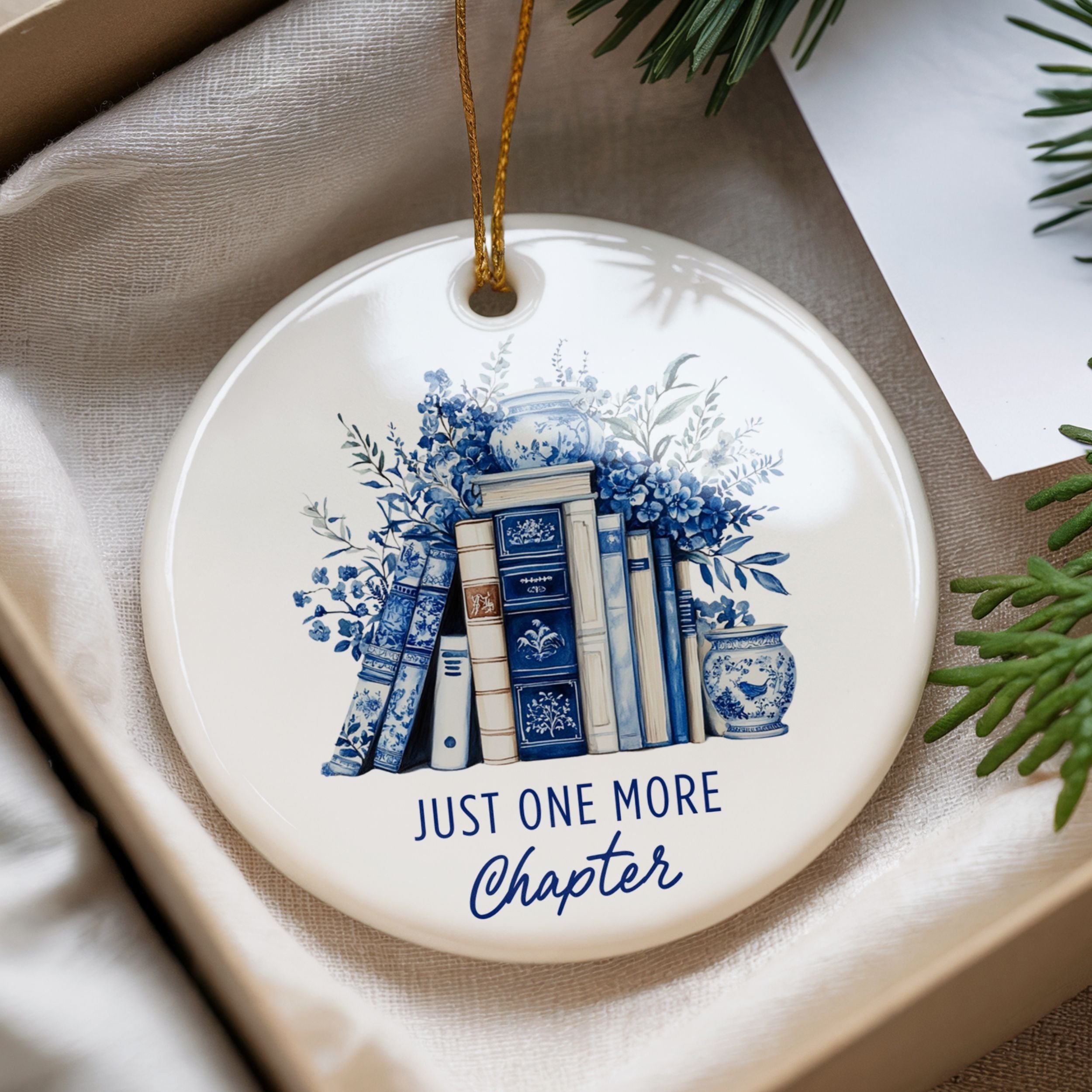 Book Lover Gift, Just One More Chapter Christmas Ornament, Wholesale Case of 4