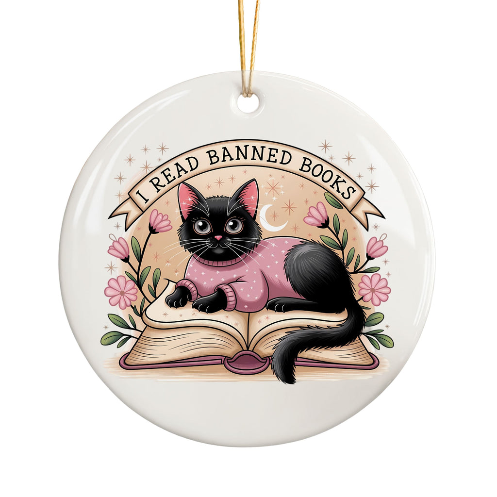 Funny Book Lover Christmas Ornament, Banned Books Gift for Book Club Reader, Wholesale Case of 4