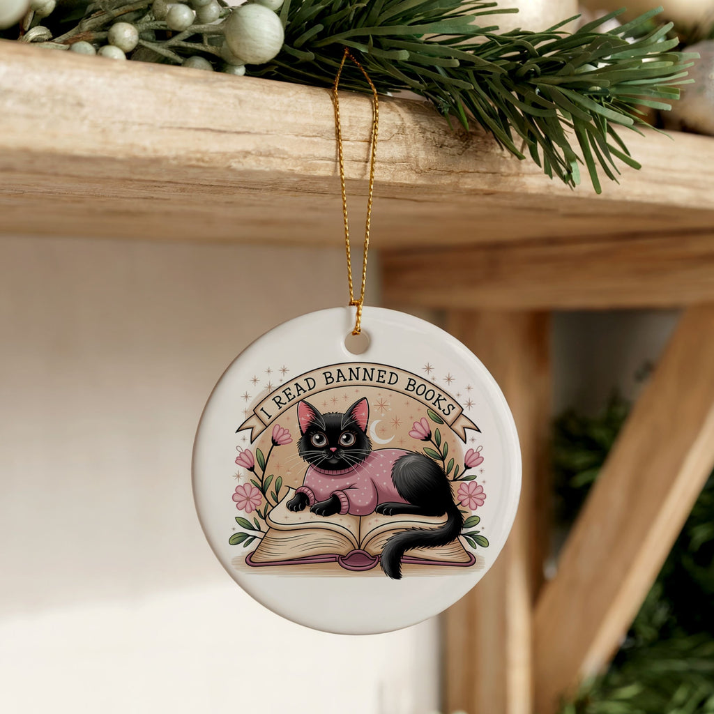 Funny Book Lover Christmas Ornament, Banned Books Gift for Book Club Reader, Wholesale Case of 4