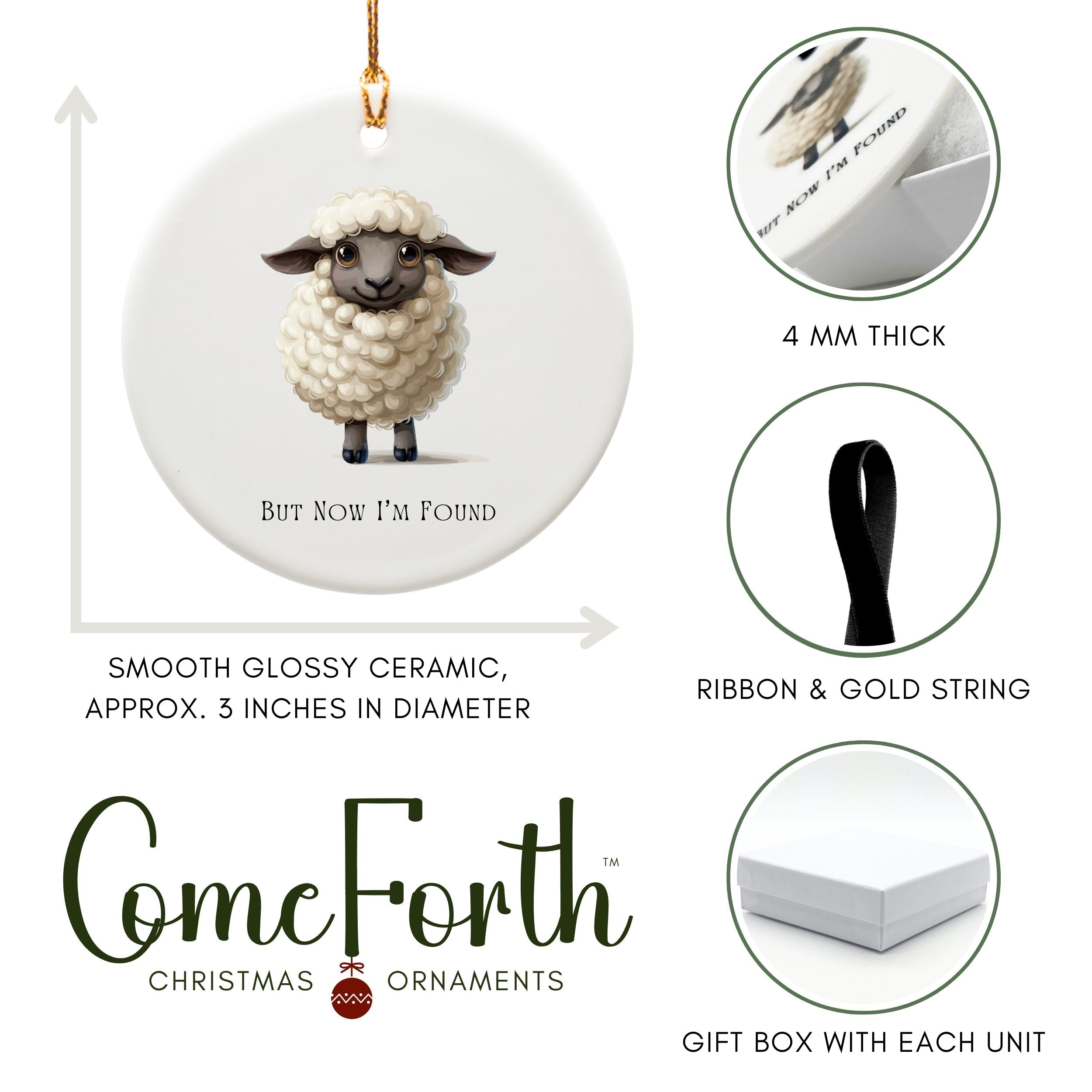 Black Sheep Ornament, Christian Gifts, But Now I'm Found Keepsake, Wholesale Case of 4