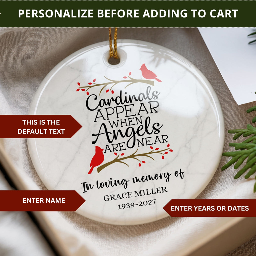 Cardinals Appear When Angels Are Near, Memorial Ornament