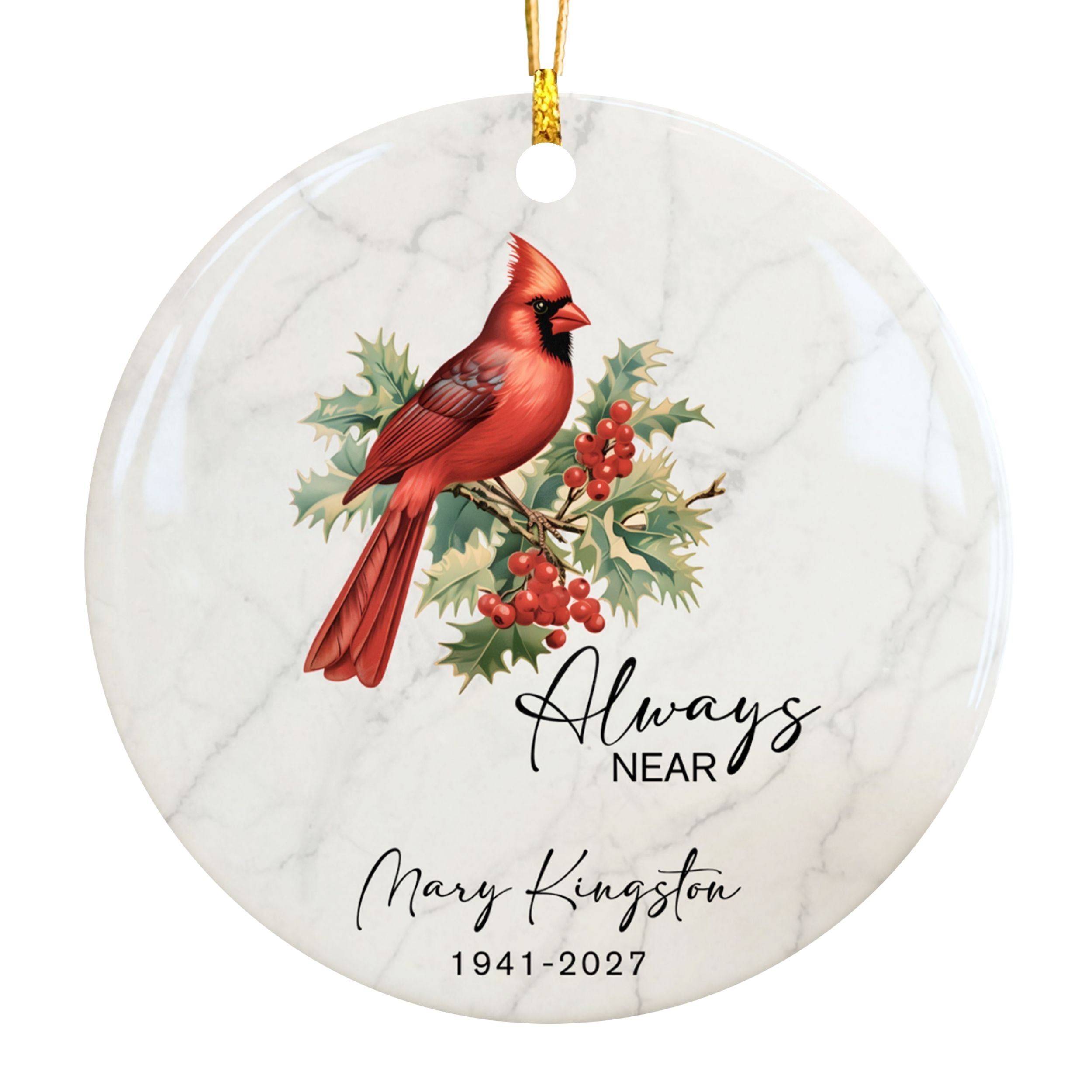 Cardinal Memorial Christmas Ornament, Personalized Sympathy Gift