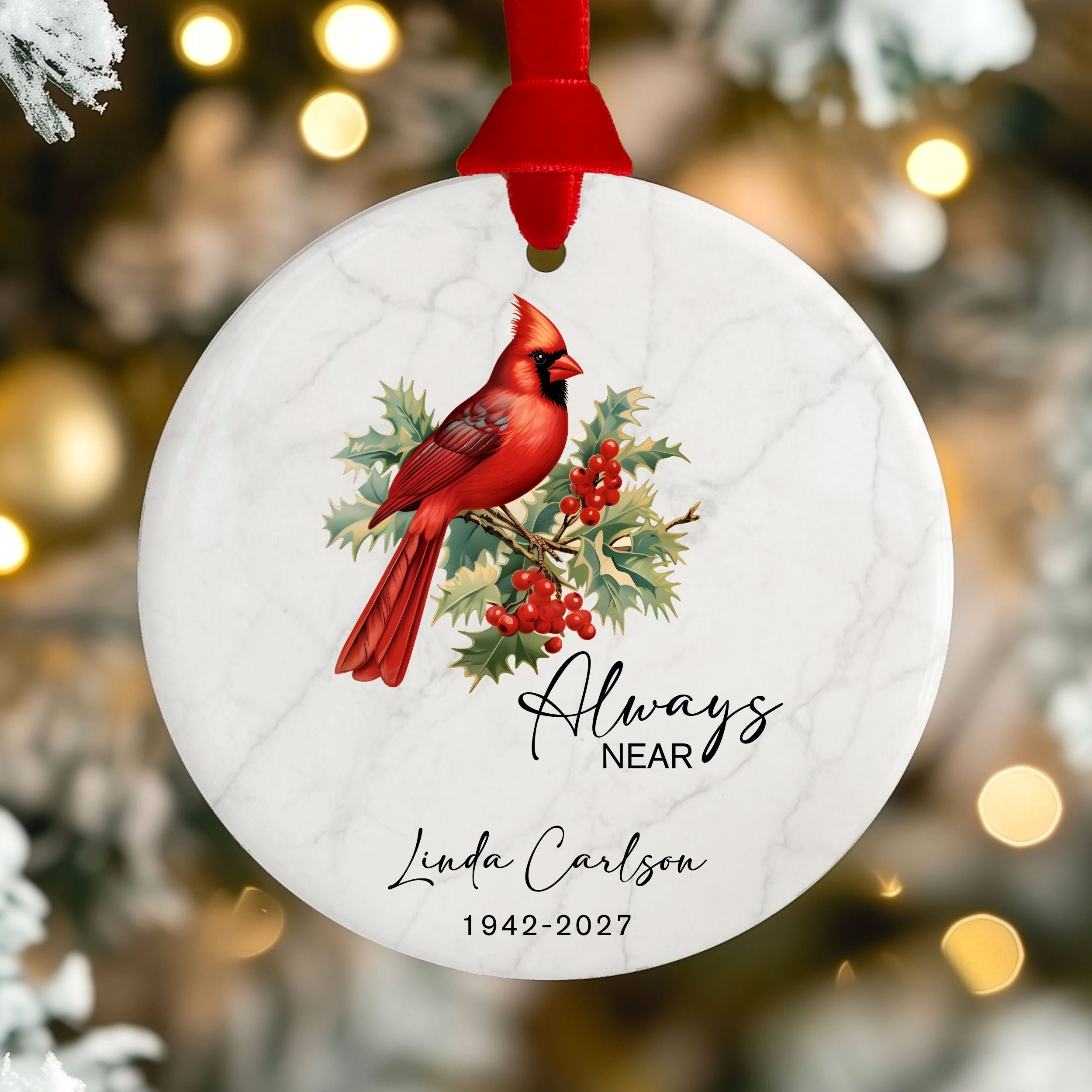 Cardinal Memorial Christmas Ornament, Personalized Sympathy Gift