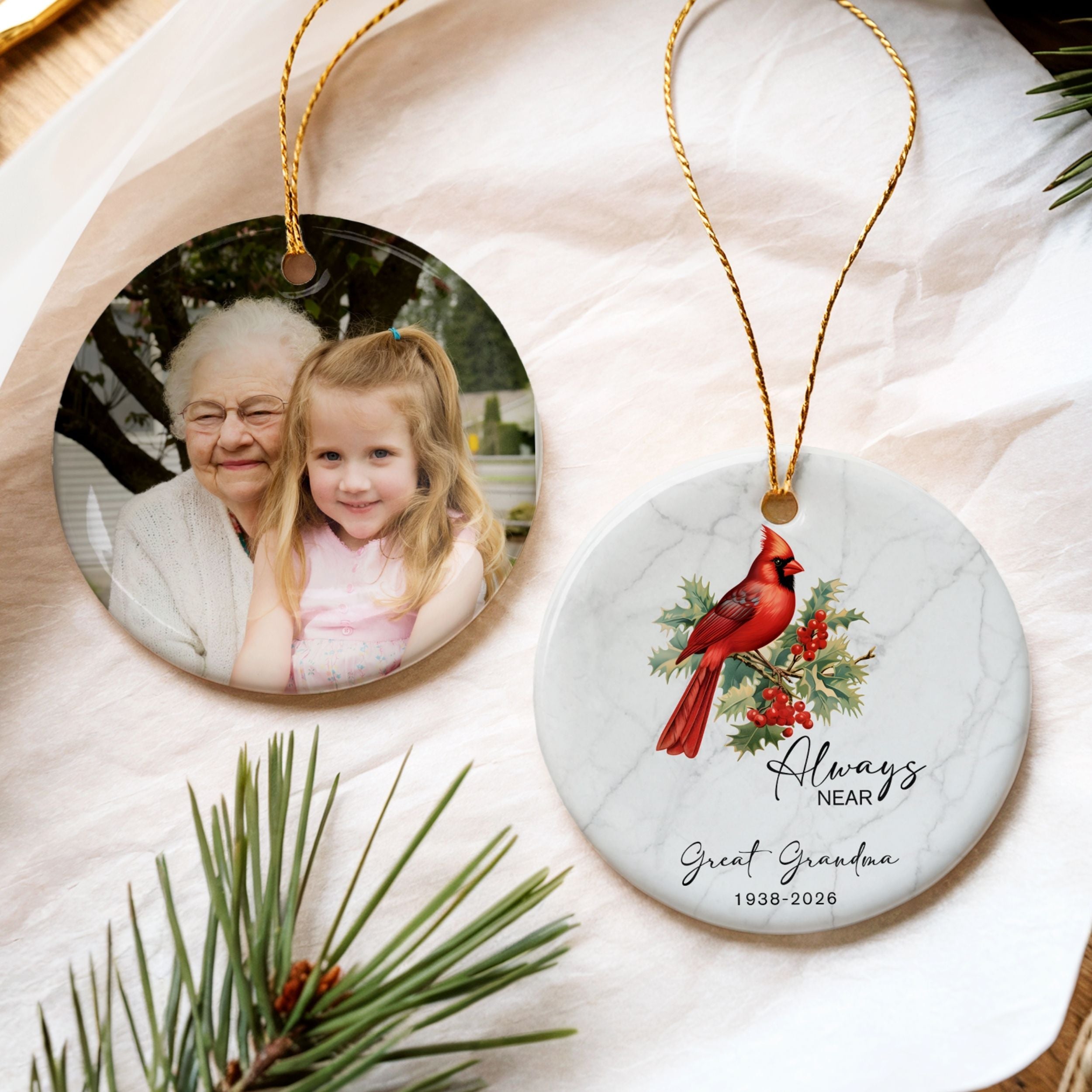 Cardinal Memorial Christmas Ornament, Personalized Sympathy Gift