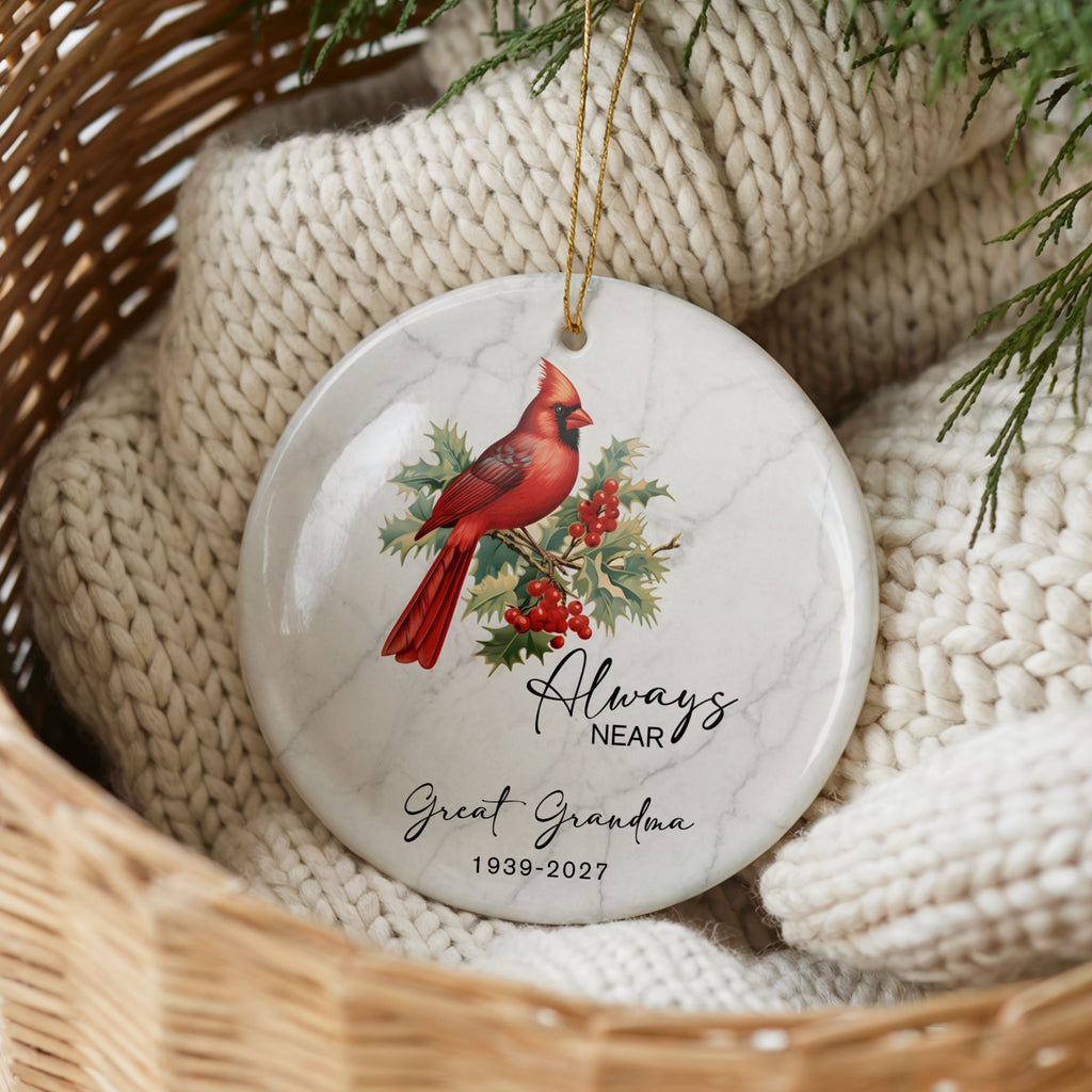 Cardinal Memorial Christmas Ornament, Personalized Sympathy Gift