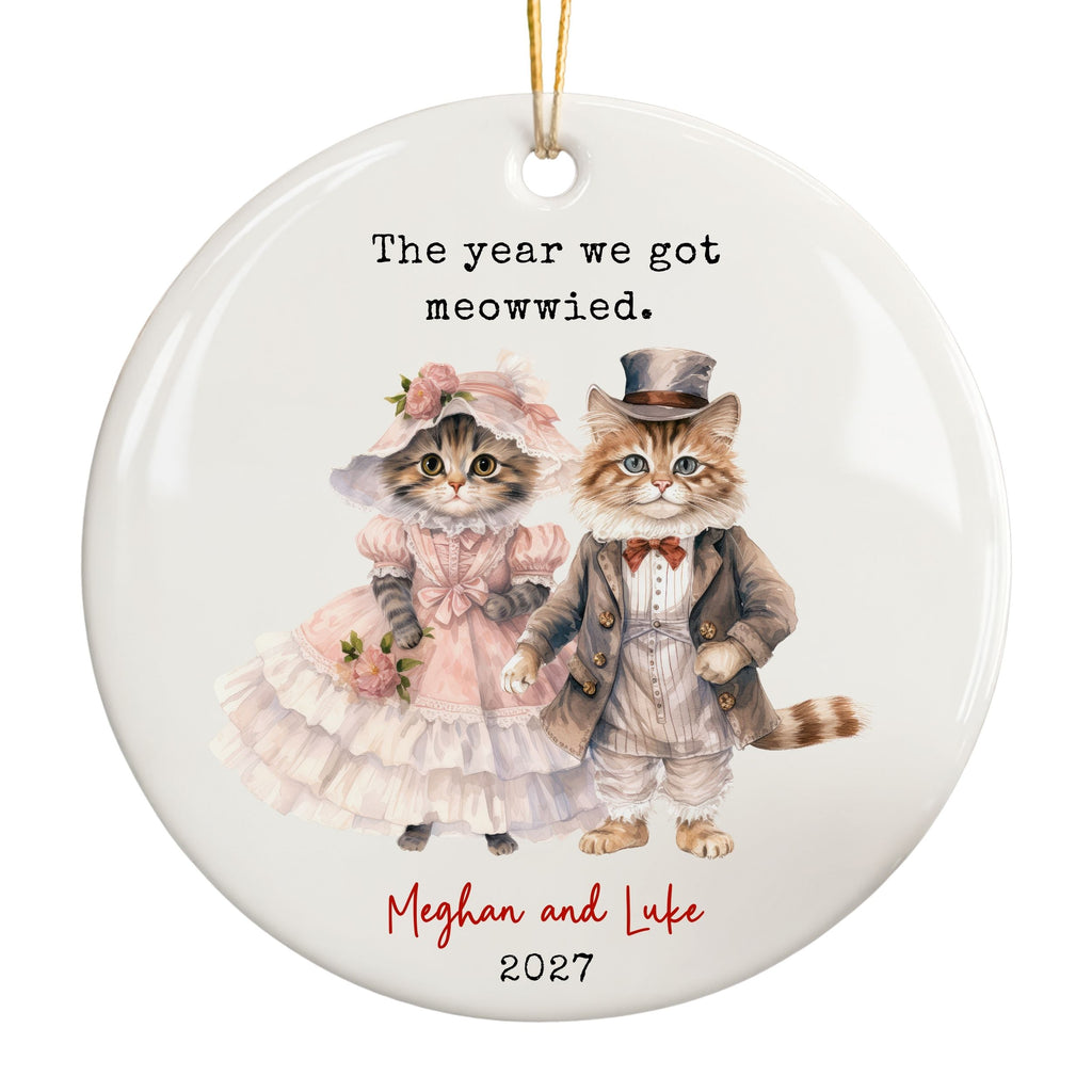 Cat Ornament, Custom Wedding Gift, The Year We Got Meowwied