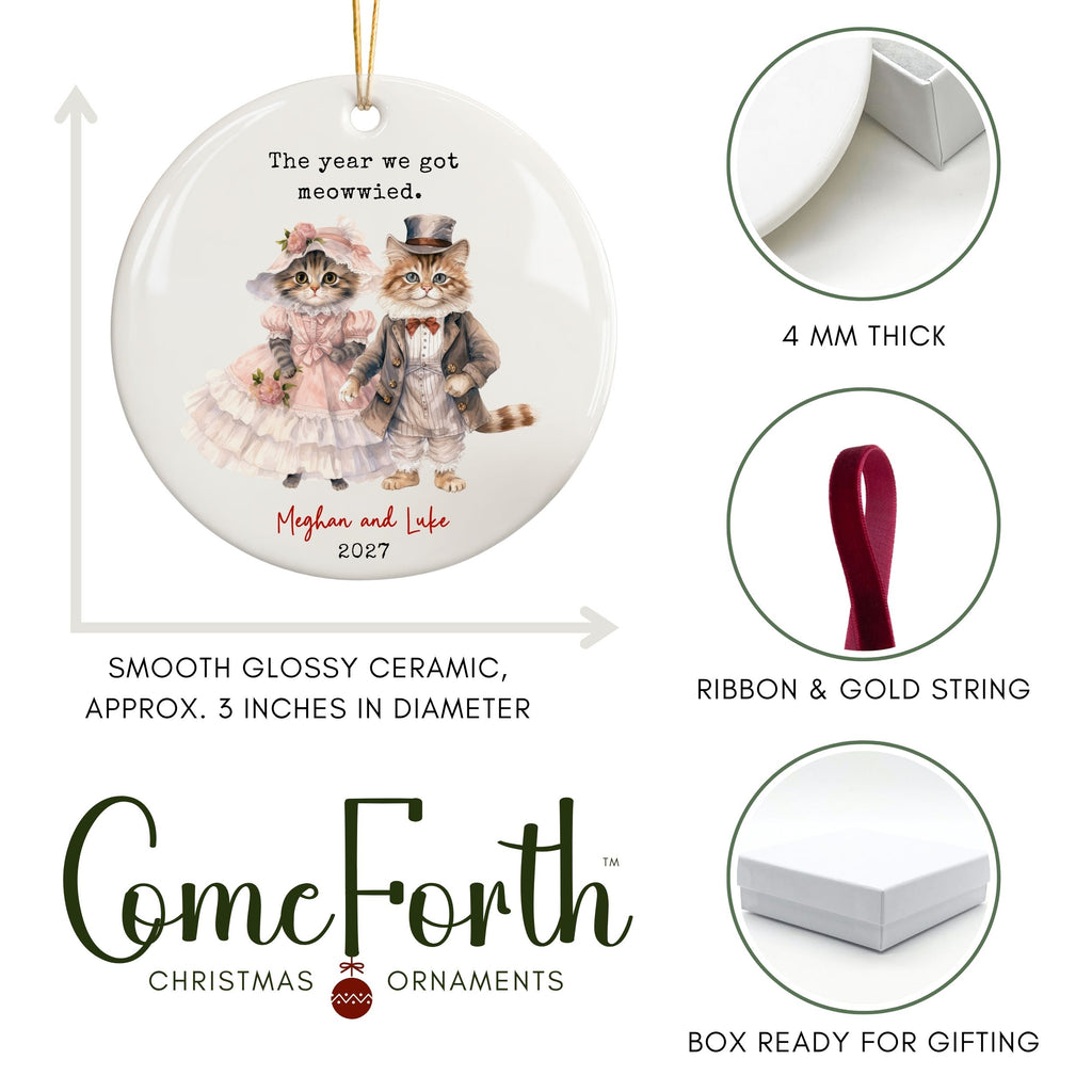 Cat Ornament, Custom Wedding Gift, The Year We Got Meowwied