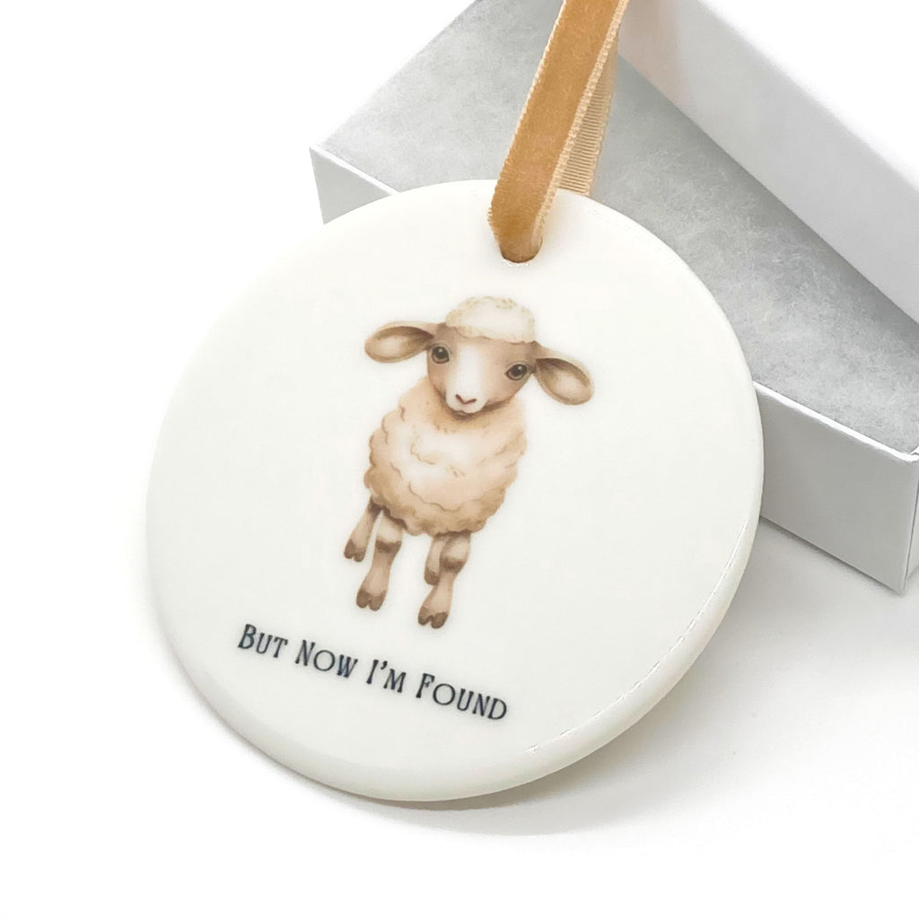 Lamb Ornament, But Now I'm Found Christian Faith Keepsake, Wholesale Case of 4