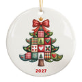 Patchwork Christmas Tree Ornament, Personalized Annual Photo Keepsake