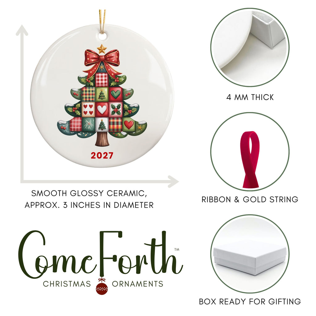 Patchwork Christmas Tree Ornament, Personalized Annual Photo Keepsake