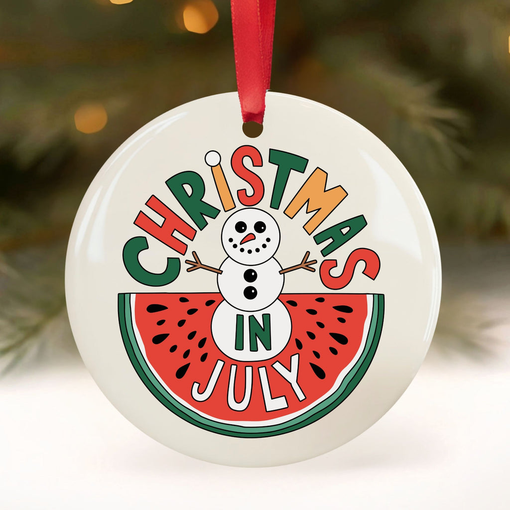 Christmas in July Ornaments, Watermelon Snowman Coastal Gift, Wholesale Case of 4