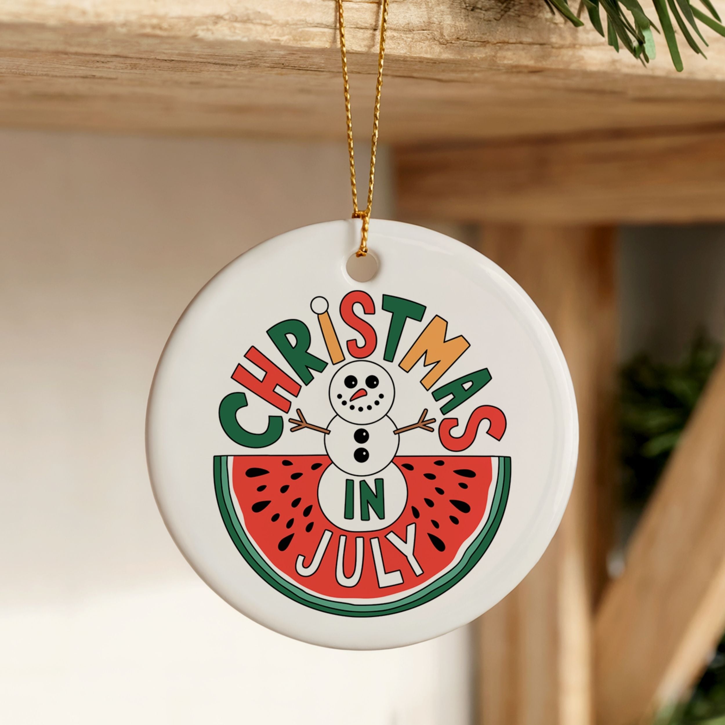 Christmas in July Ornaments, Watermelon Snowman Coastal Gift, Wholesale Case of 4