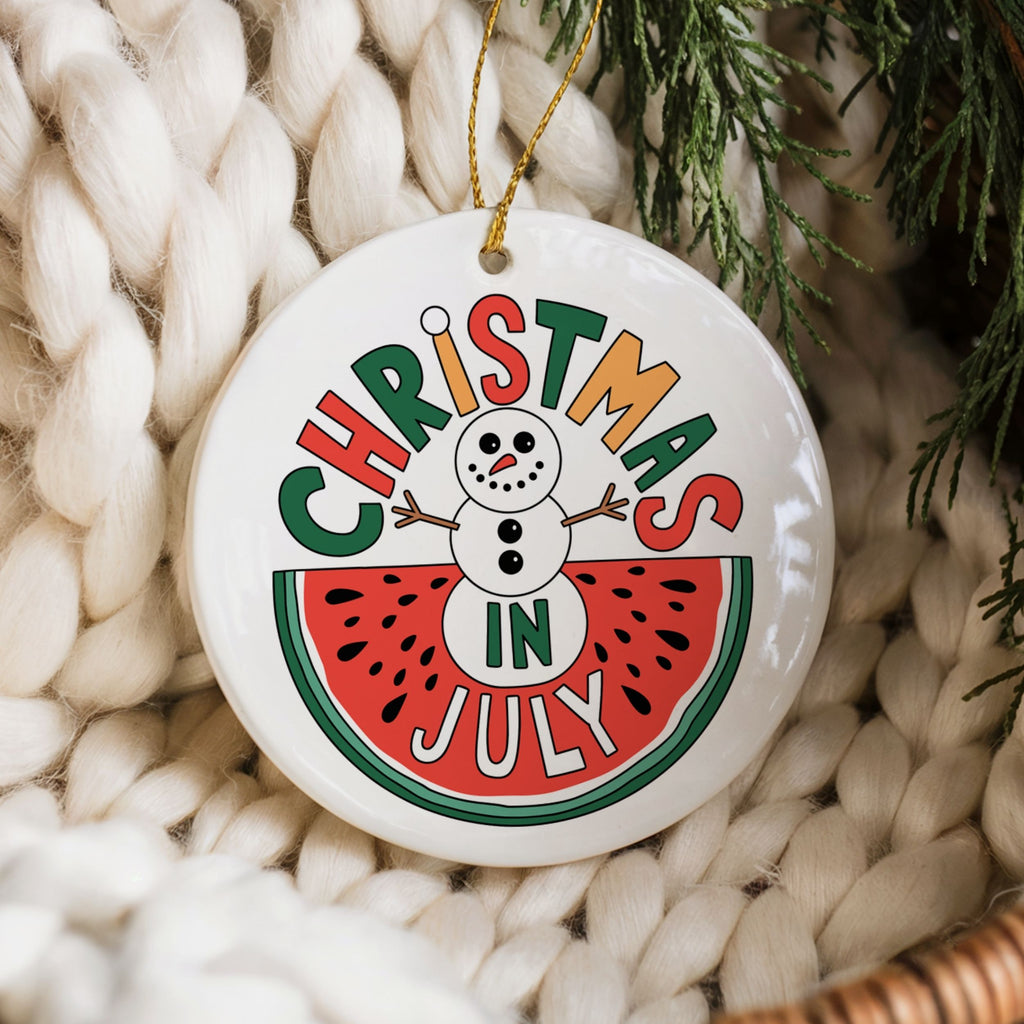 Christmas in July Ornaments, Watermelon Snowman Coastal Gift, Wholesale Case of 4