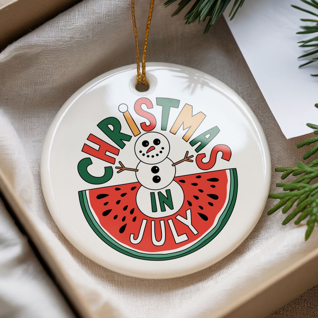 Christmas in July Ornaments, Watermelon Snowman Coastal Gift, Wholesale Case of 4