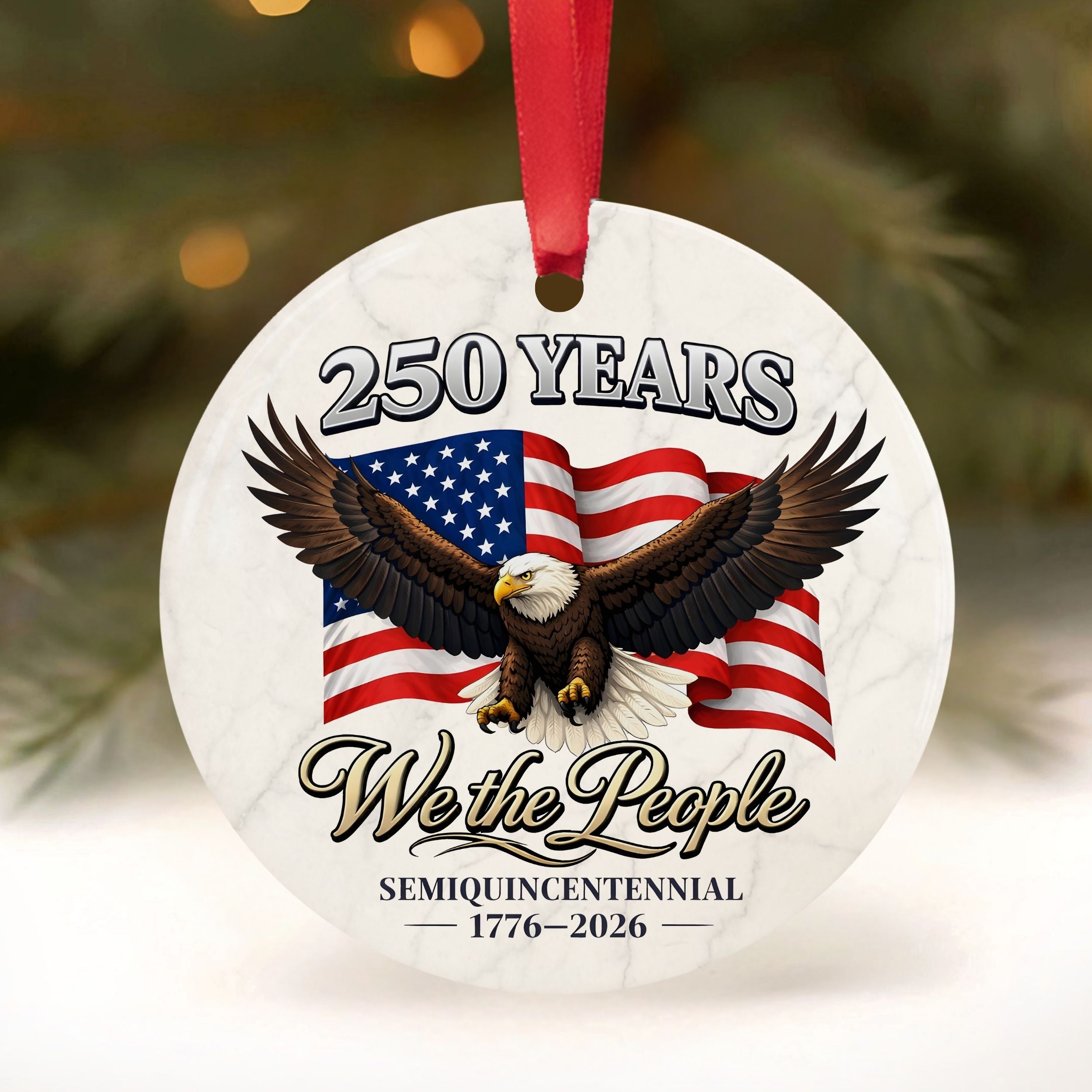 250 Commemorative Ornament, American Anniversary Semiquincentennial Christmas Ornament, Wholesale Case of 4