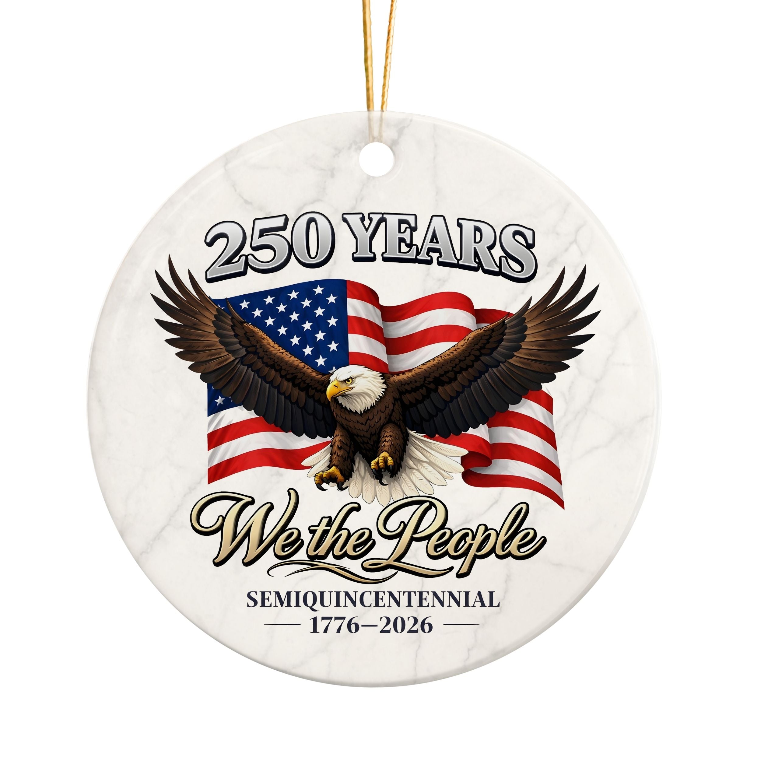 250 Commemorative Ornament, American Anniversary Semiquincentennial Christmas Ornament, Wholesale Case of 4