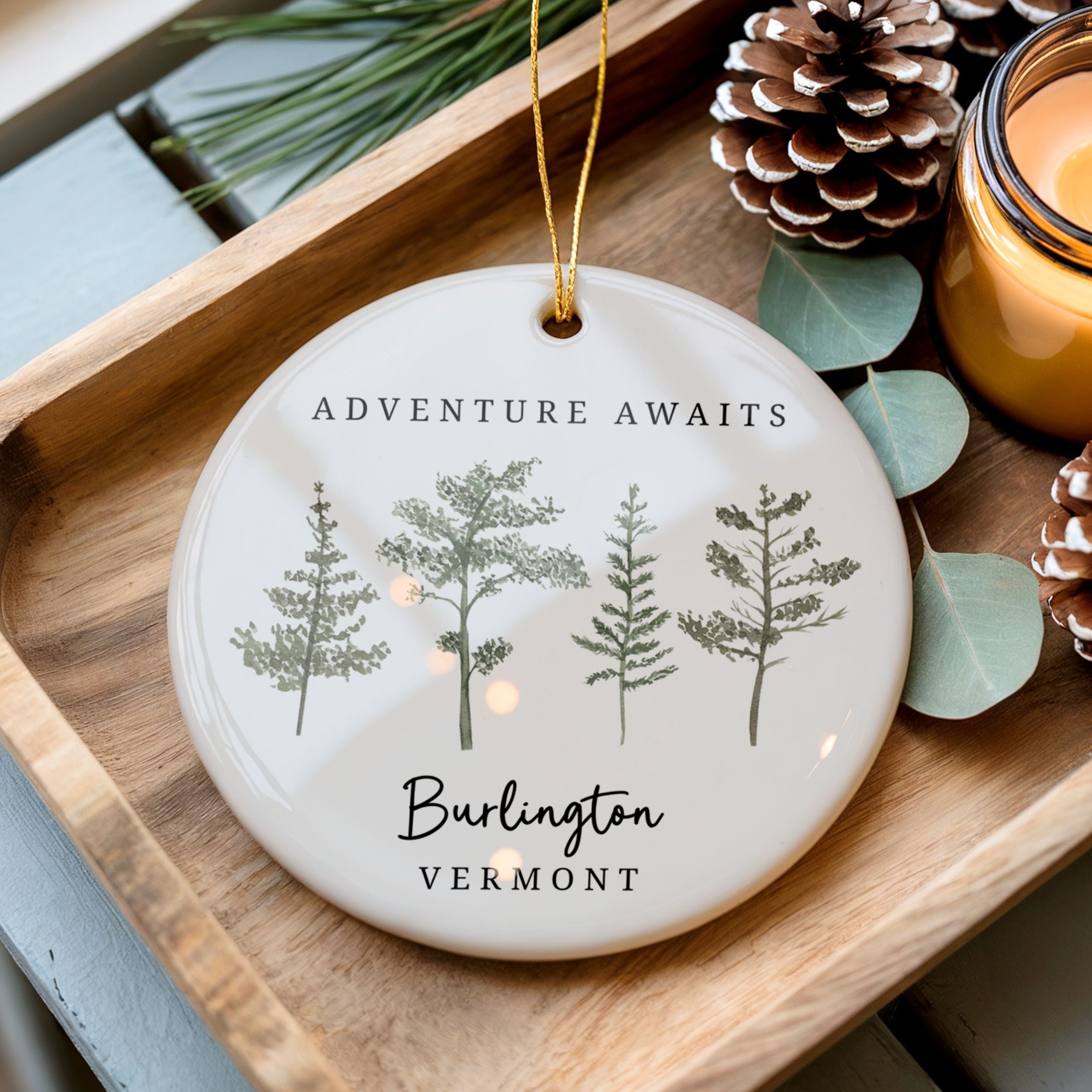 Custom Forest Christmas Ornament, National Park City State Gifts, Wholesale Case of 4