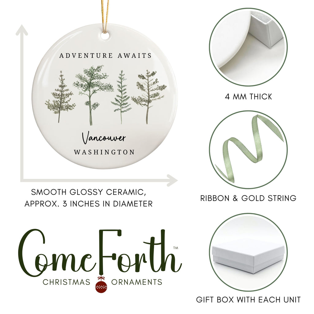 Custom Forest Christmas Ornament, National Park City State Gifts, Wholesale Case of 4