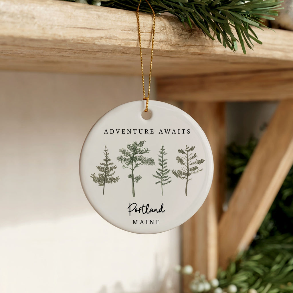 Custom Forest Christmas Ornament, National Park City State Gifts, Wholesale Case of 4