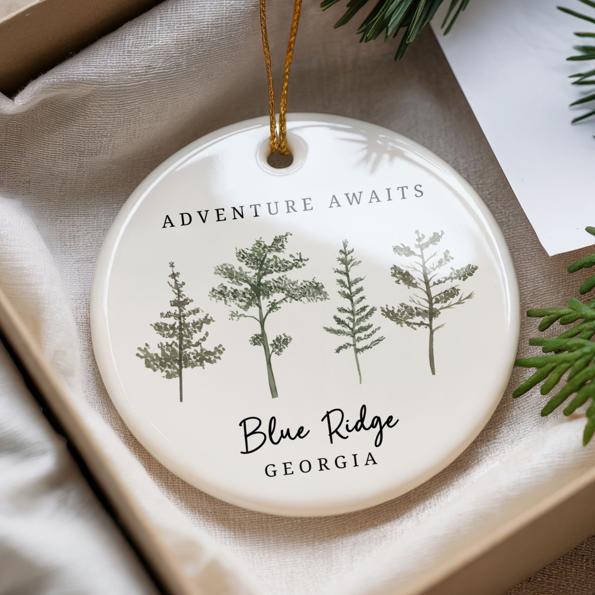 Custom Forest Christmas Ornament, National Park City State Gifts, Wholesale Case of 4