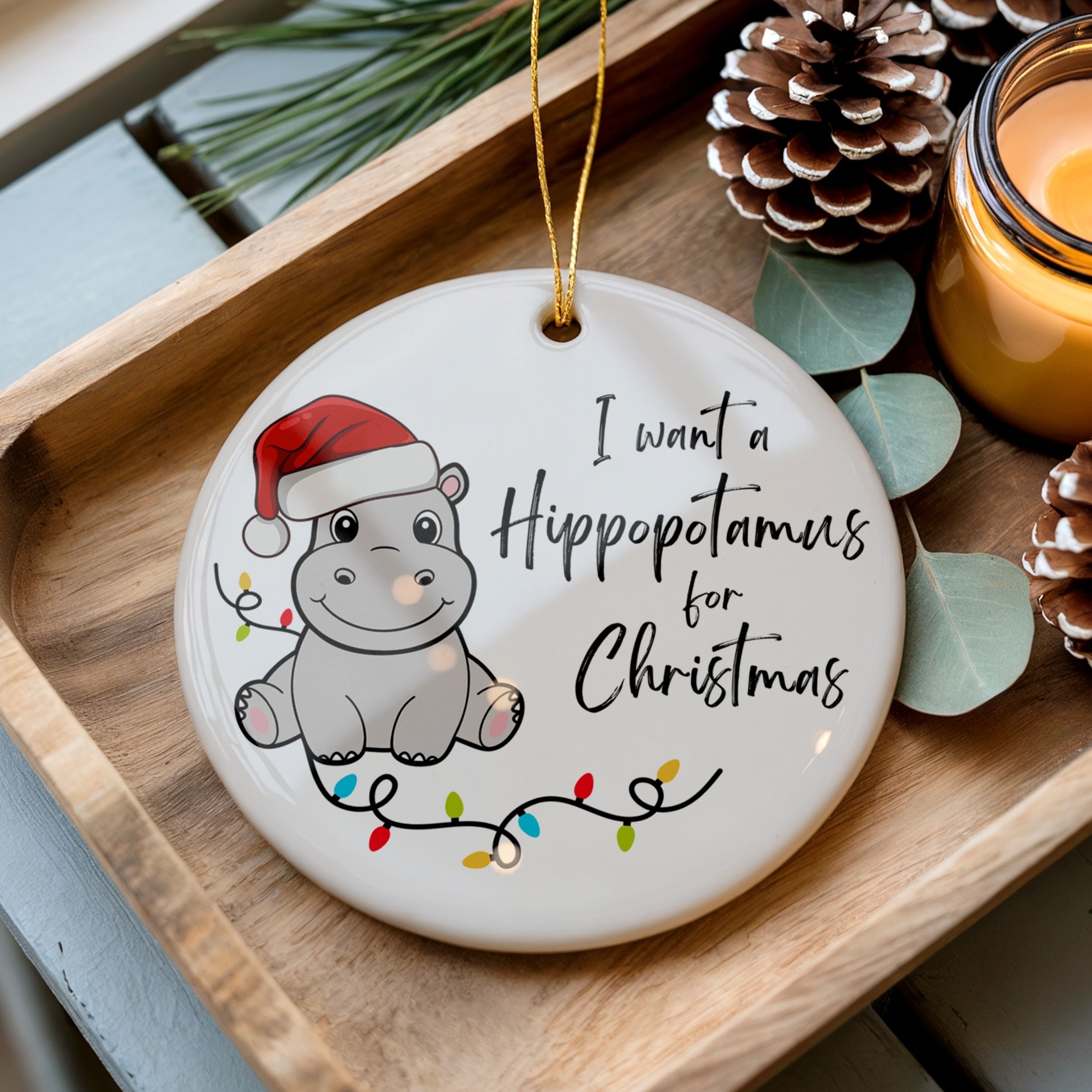 Hippopotamus Christmas Ornament, Cute Hippo Gifts, Wholesale Case of 4