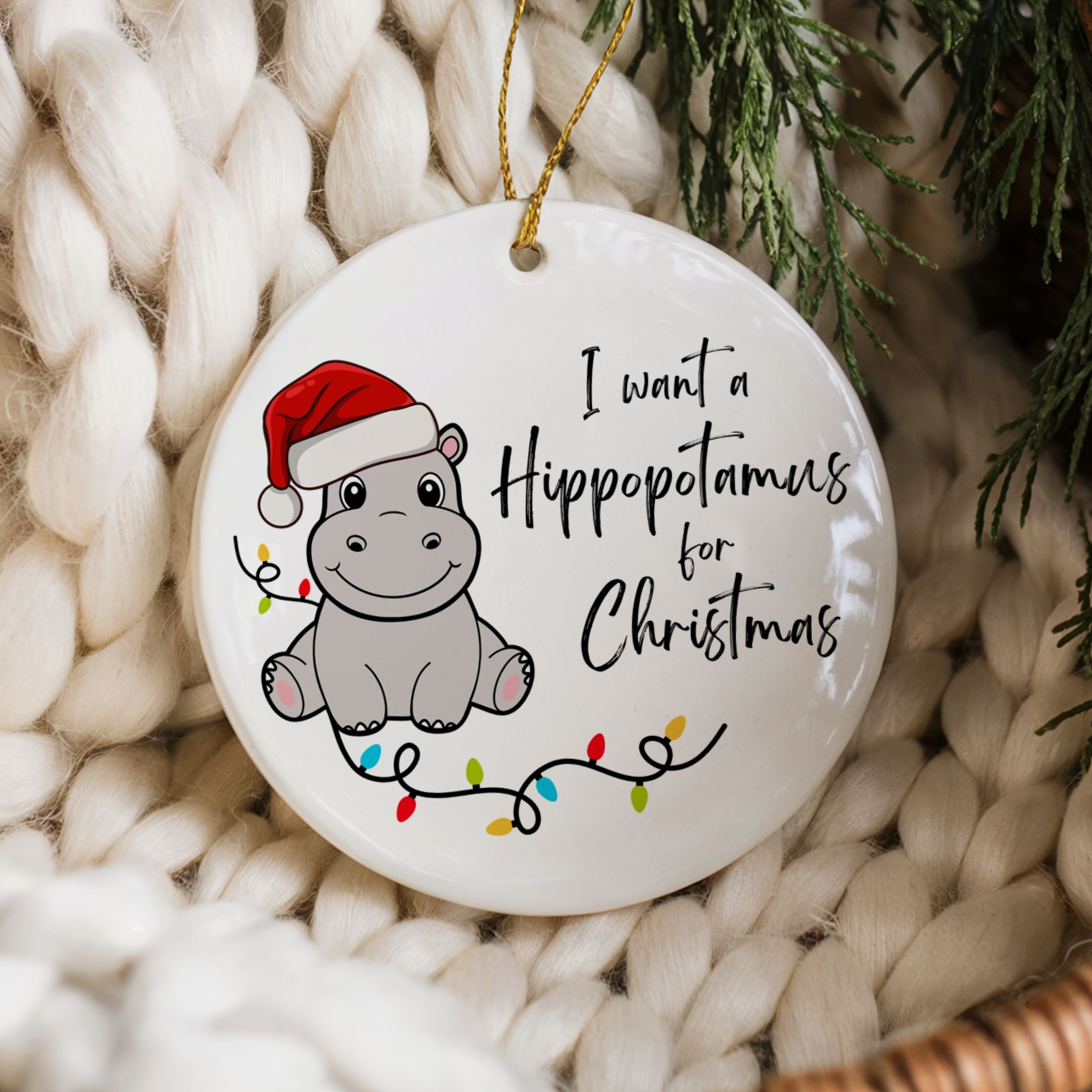 Hippopotamus Christmas Ornament, Cute Hippo Gifts, Wholesale Case of 4