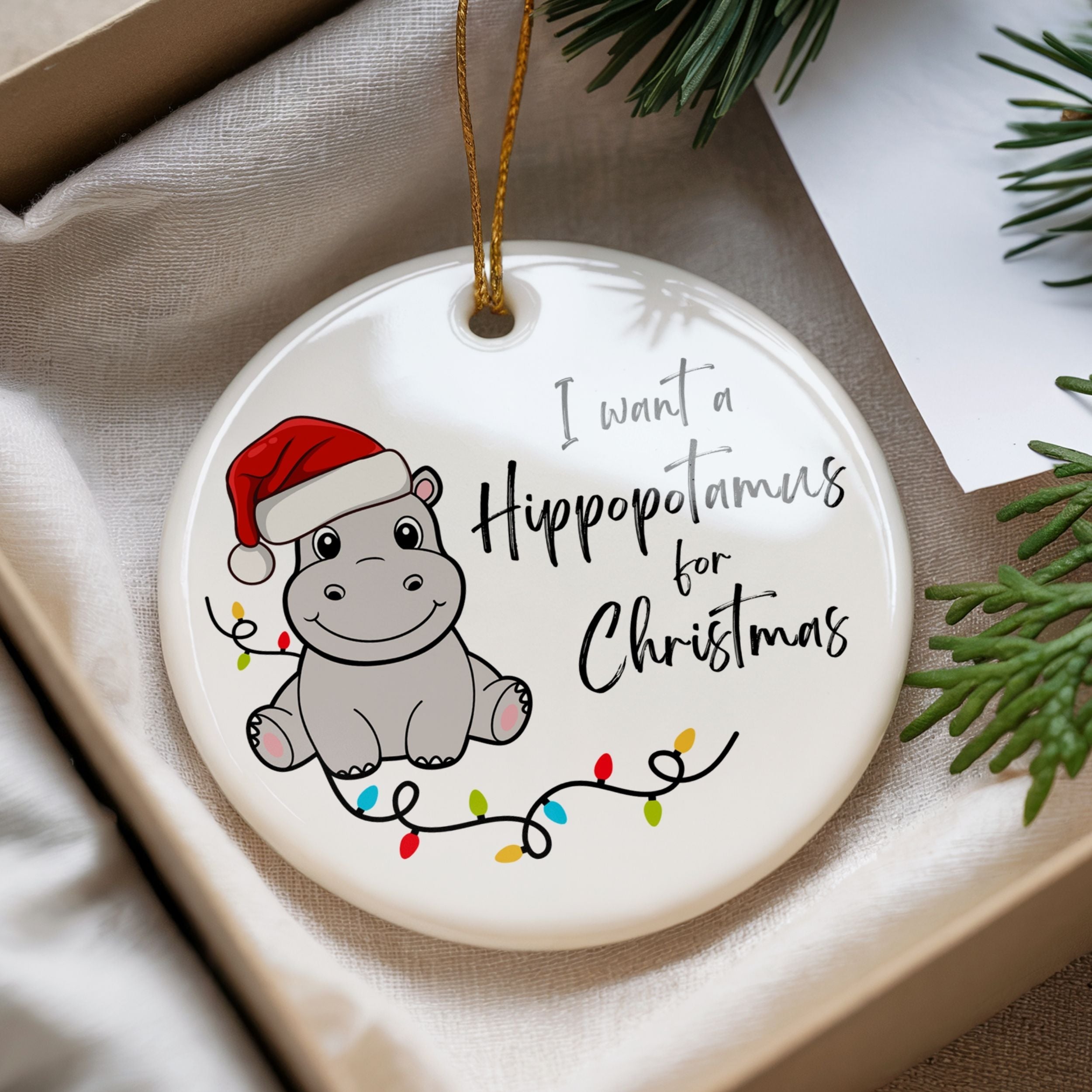 Hippopotamus Christmas Ornament, Cute Hippo Gifts, Wholesale Case of 4