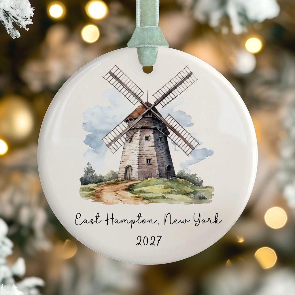 The Hamptons Windmill Ornament, Personalized New York Souvenir