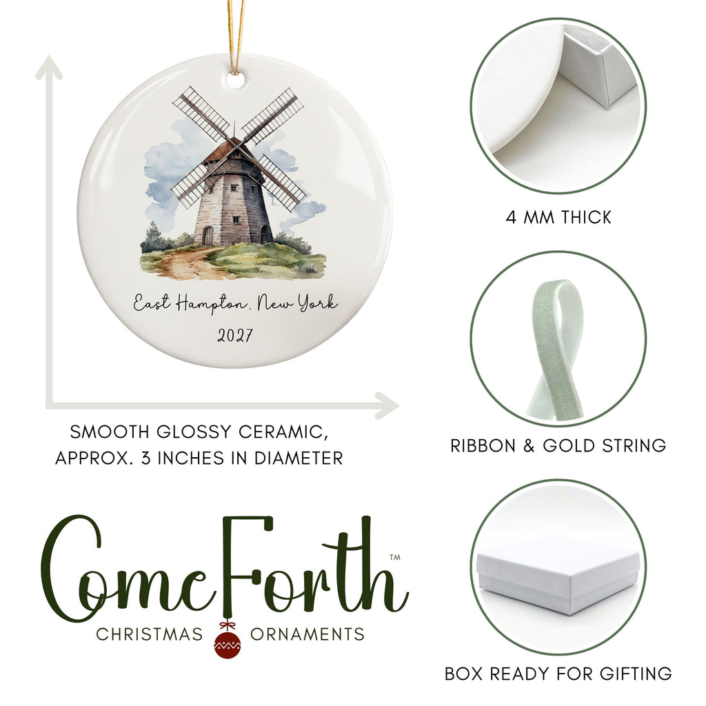 The Hamptons Windmill Ornament, Personalized New York Souvenir