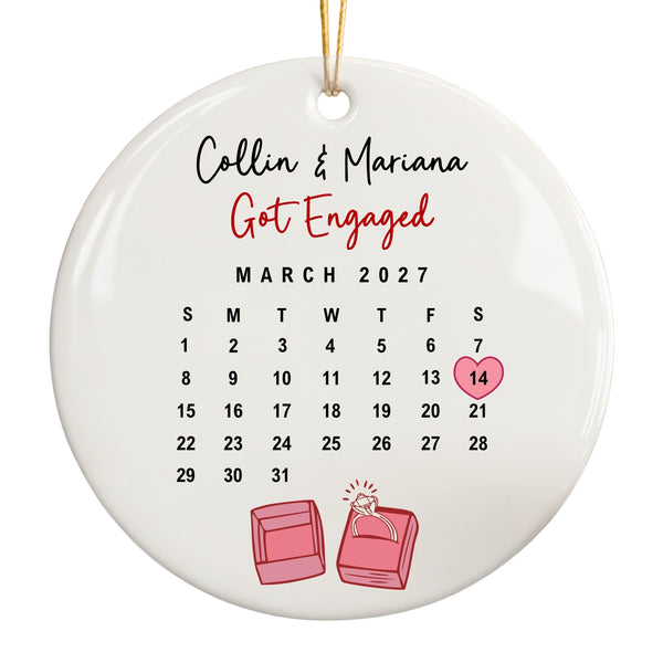 Calendar Engagement Ornament, Engaged Christmas Gift