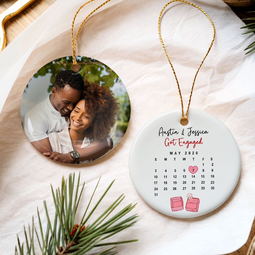 Calendar Engagement Ornament, Engaged Christmas Gift