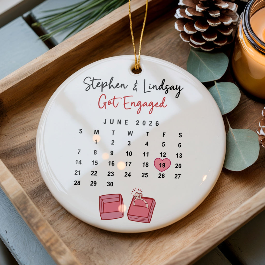 Calendar Engagement Ornament, Engaged Christmas Gift