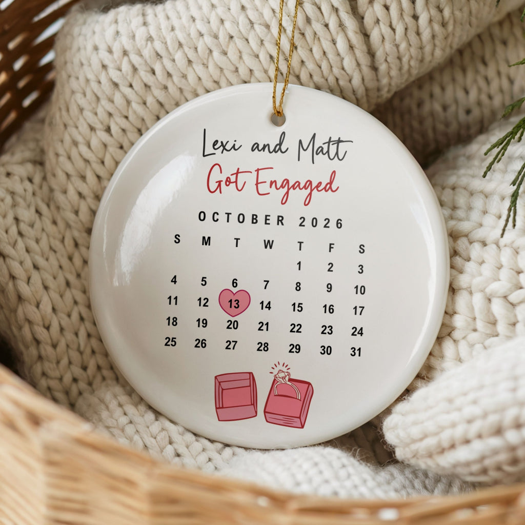 Calendar Engagement Ornament, Engaged Christmas Gift