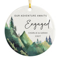 Engaged Ornament, Personalized Hiking Engagement Gift