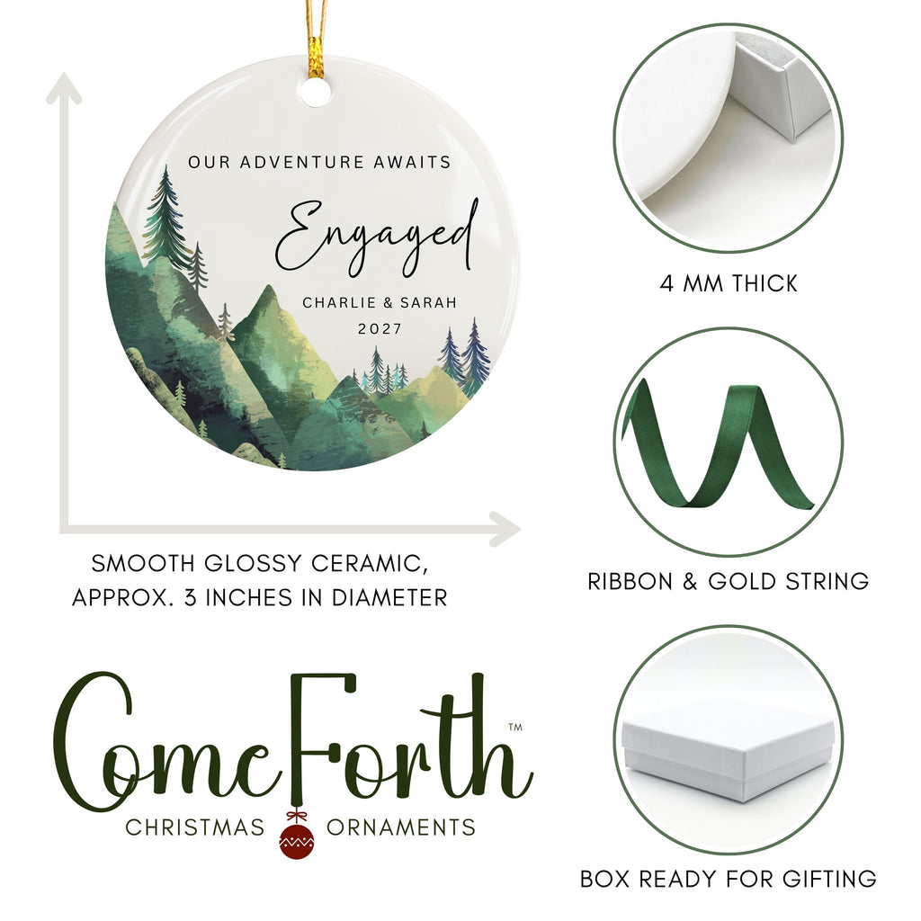 Engaged Ornament, Personalized Hiking Engagement Gift
