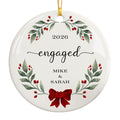 Engaged Christmas Ornament, Personalized Engagement Gift, Holly