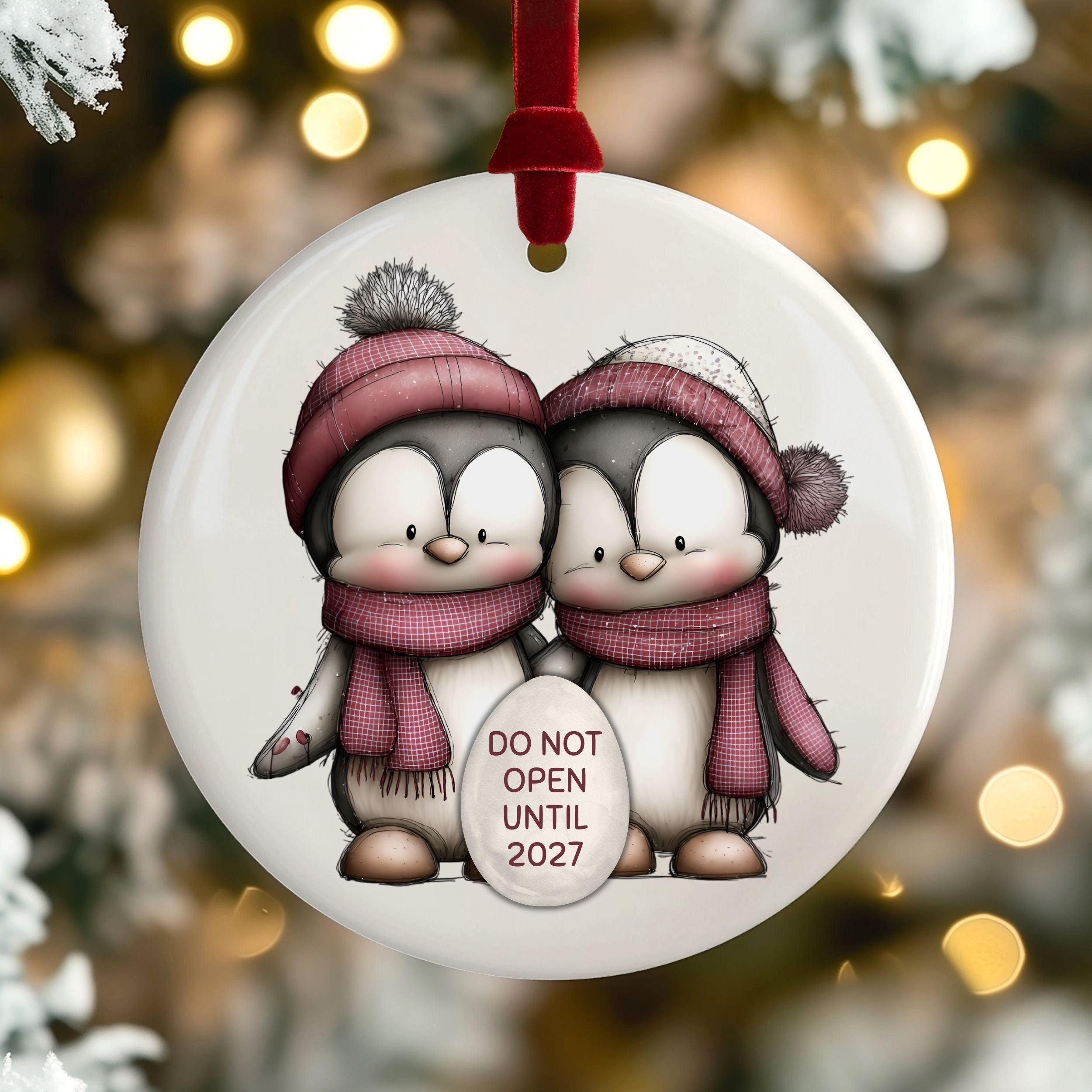 Expecting Christmas Ornament, Penguins Pregnancy Announcement