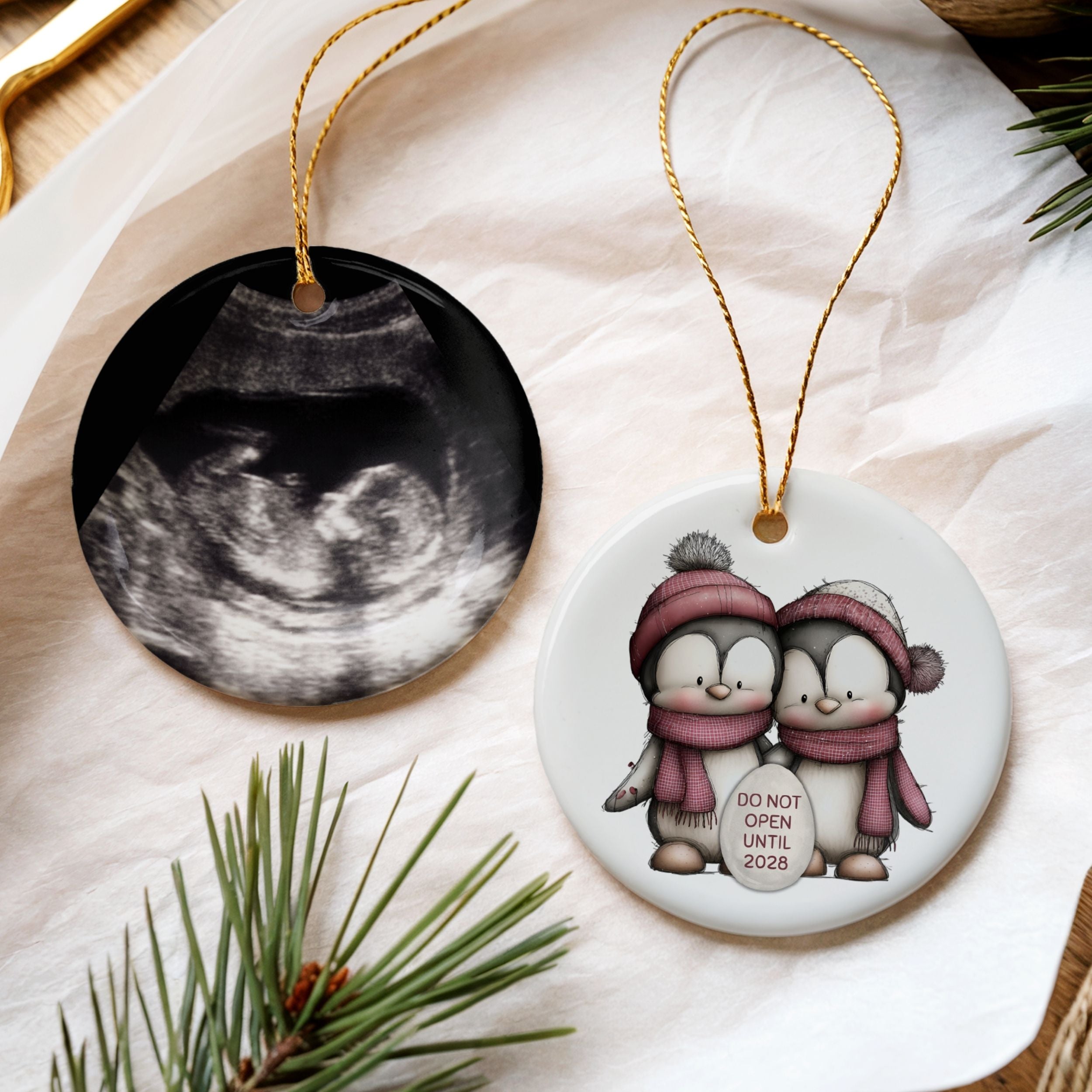 Expecting Christmas Ornament, Penguins Pregnancy Announcement
