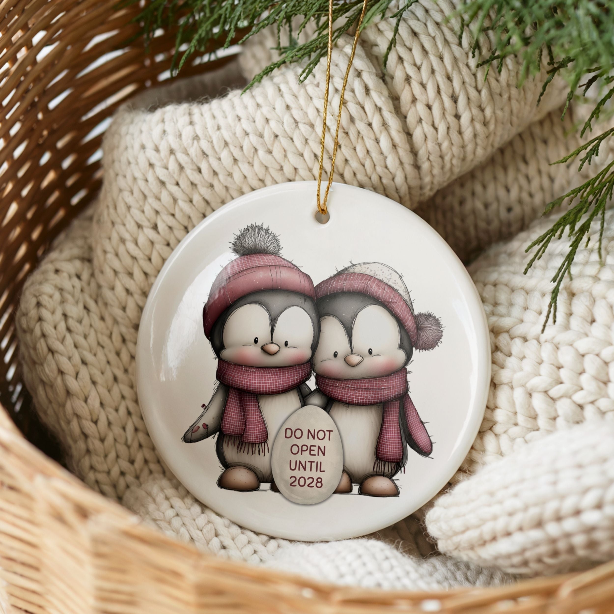 Expecting Christmas Ornament, Penguins Pregnancy Announcement