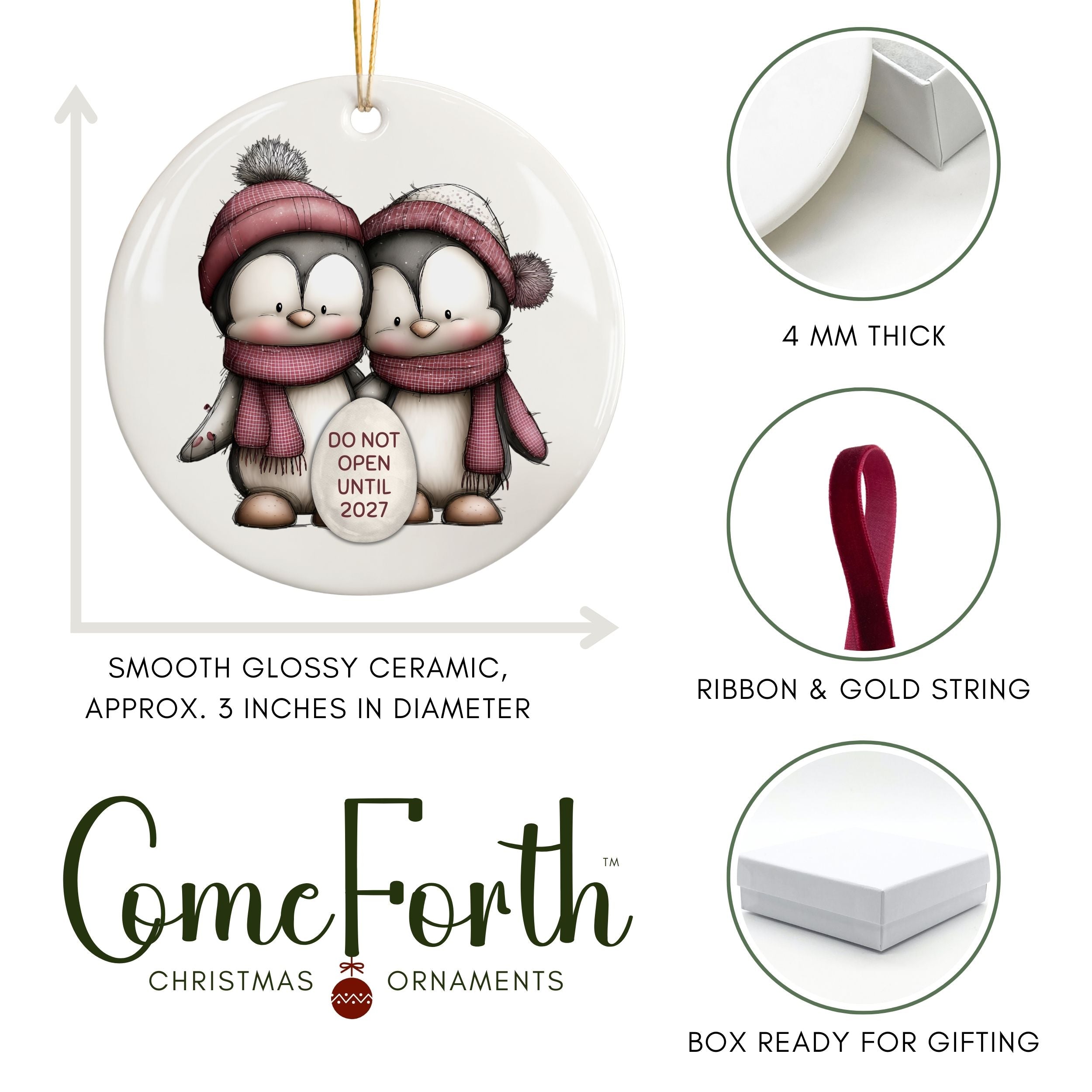 Expecting Christmas Ornament, Penguins Pregnancy Announcement