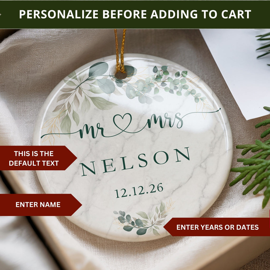 Our First Christmas Married Ornament, Personalized Mr. & Mrs. Gifts