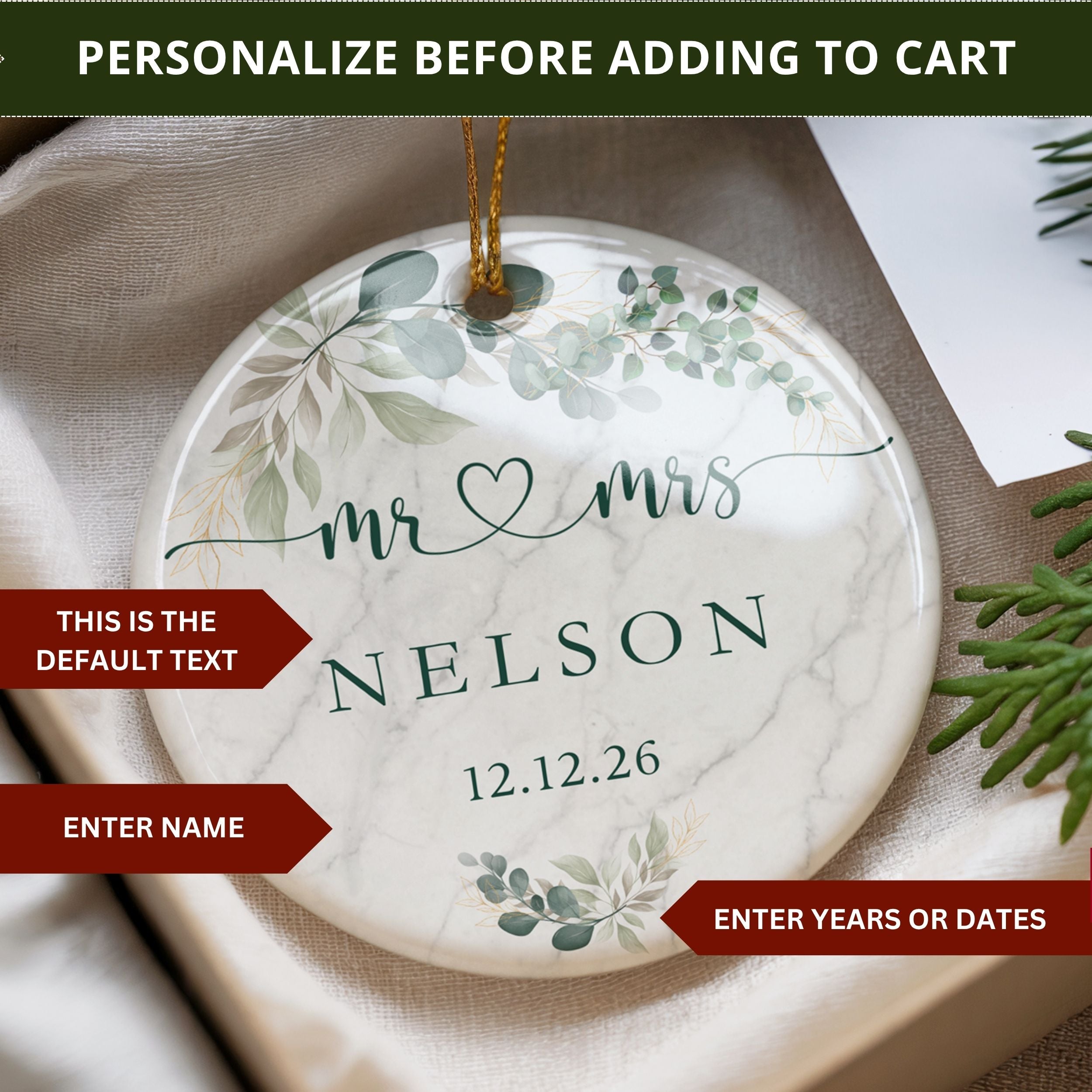 Our First Christmas Married Ornament, Personalized Mr. & Mrs. Gifts