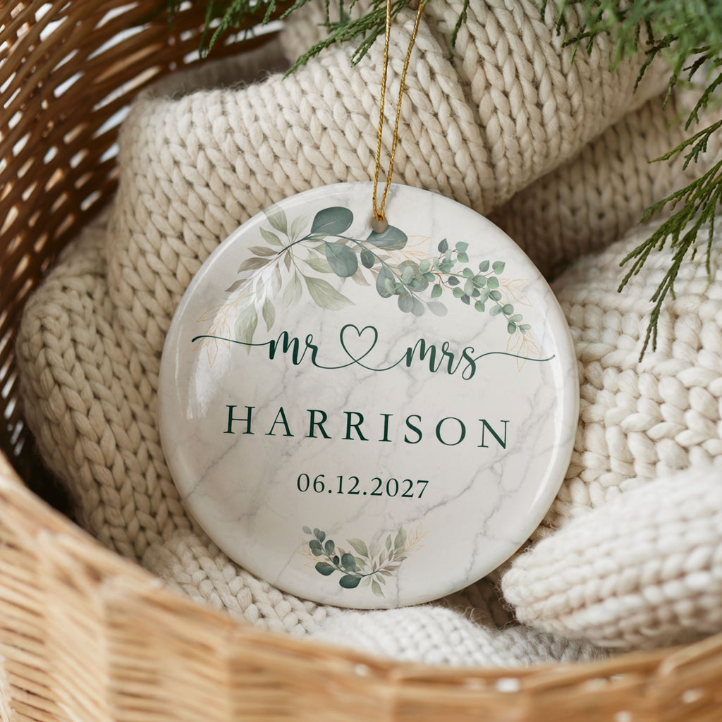 Our First Christmas Married Ornament, Personalized Mr. & Mrs. Gifts