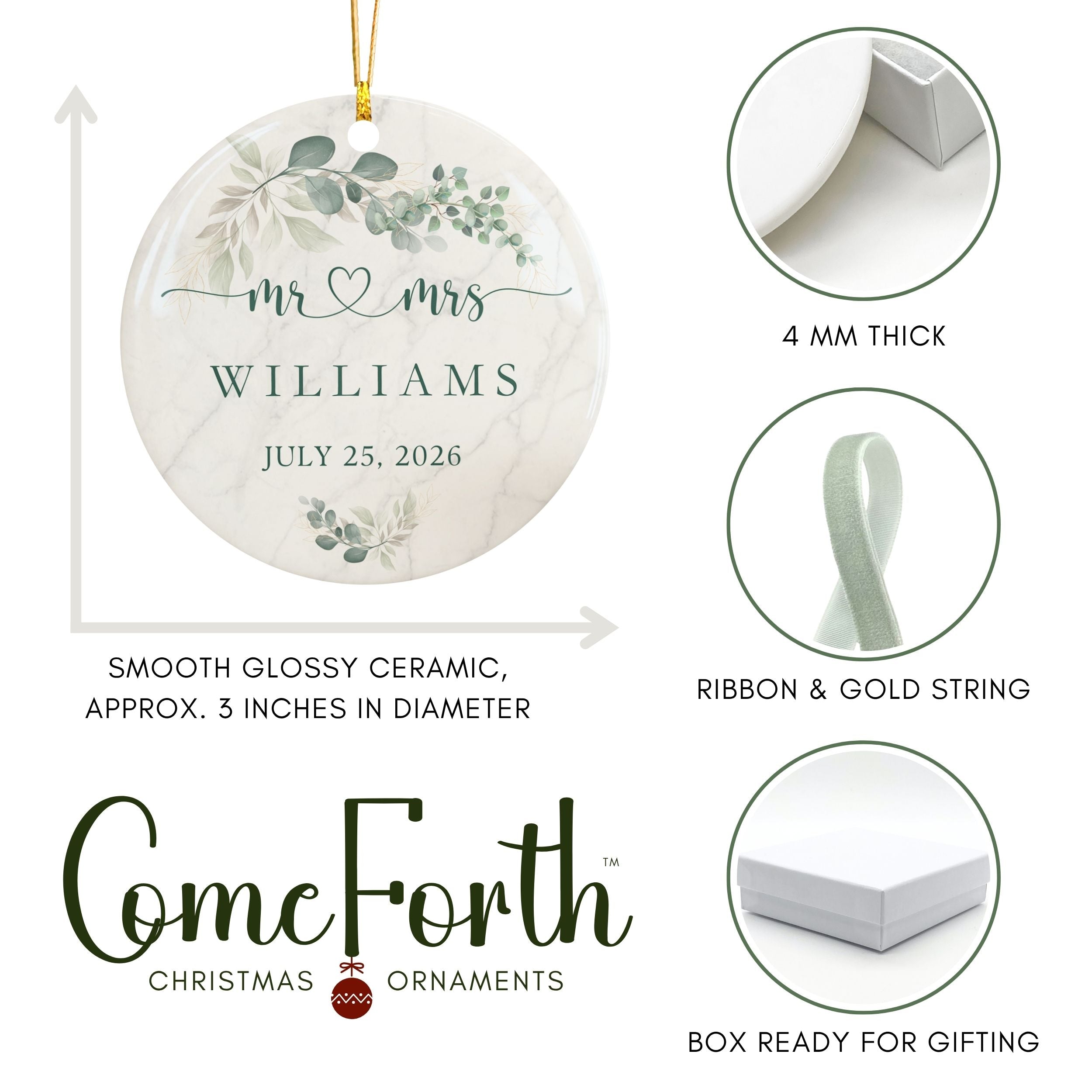 Our First Christmas Married Ornament, Personalized Mr. & Mrs. Gifts