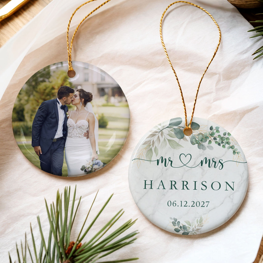 Our First Christmas Married Ornament, Personalized Mr. & Mrs. Gifts
