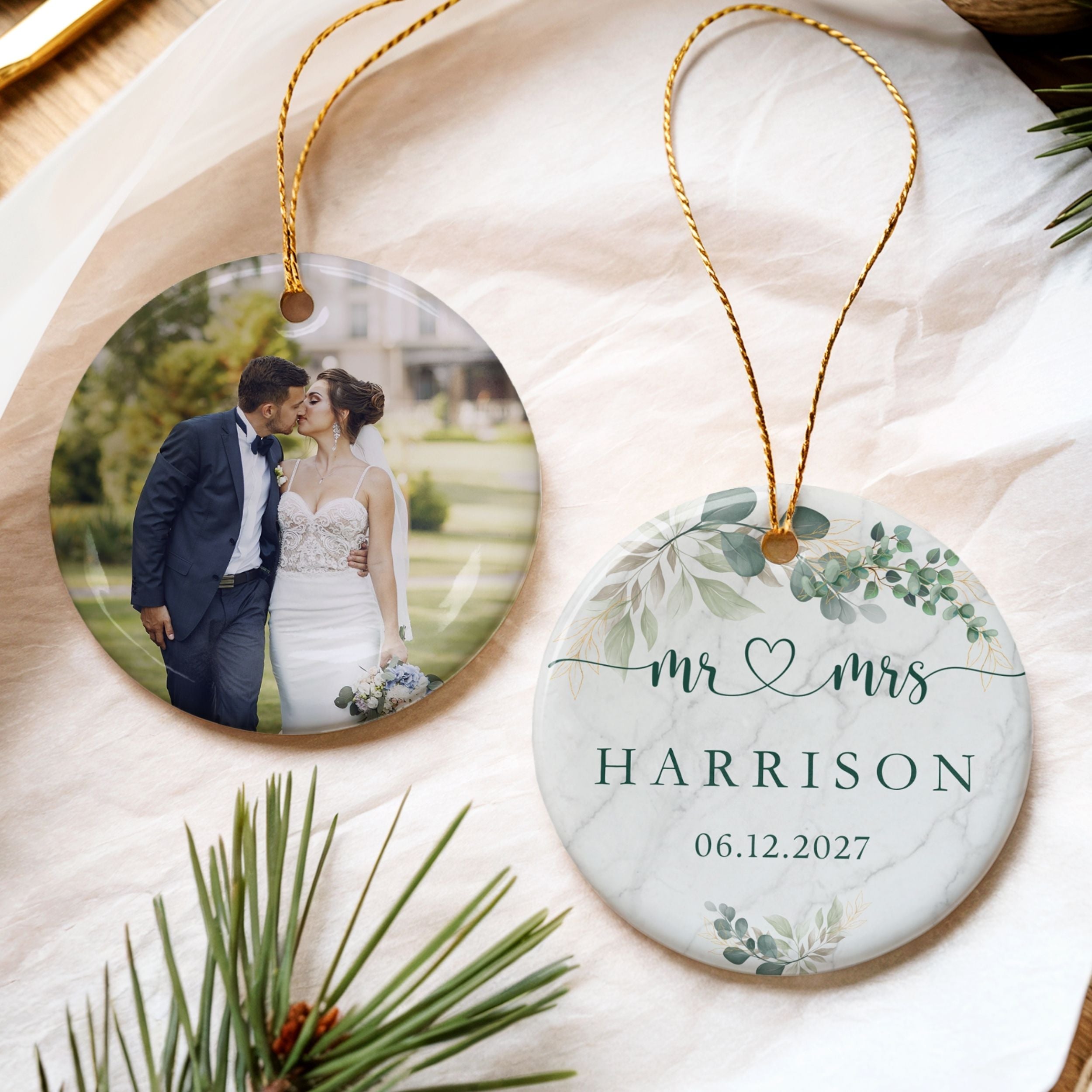 Our First Christmas Married Ornament, Personalized Mr. & Mrs. Gifts