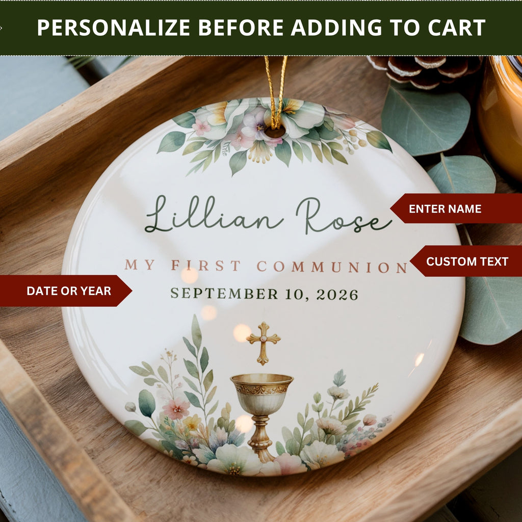 First Holy Communion Ornament, Personalized Gift for Goddaughter