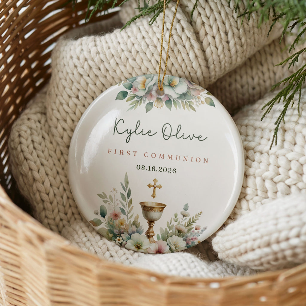 First Holy Communion Ornament, Personalized Gift for Goddaughter